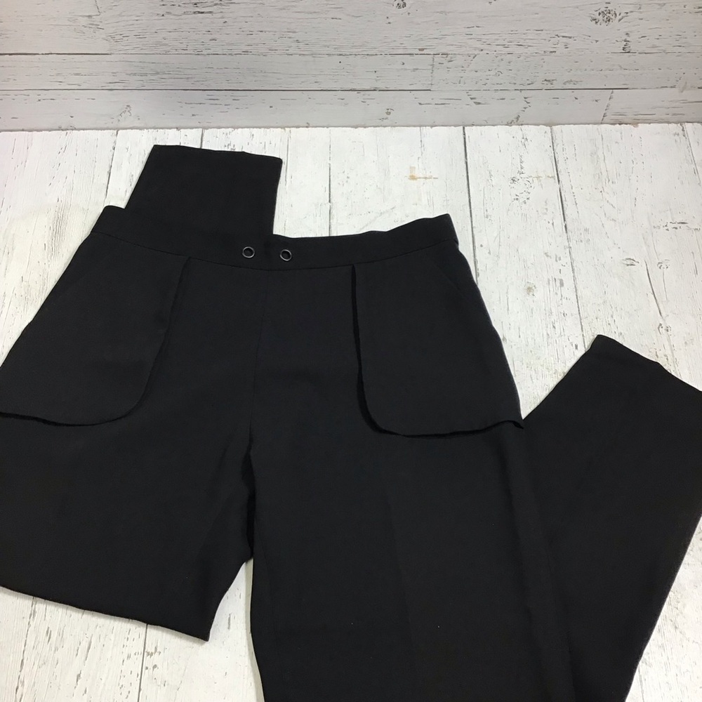 Veronika Maine Black Trouser Pants Size 8 Front Pouch Style Pockets Slim Leg​​​